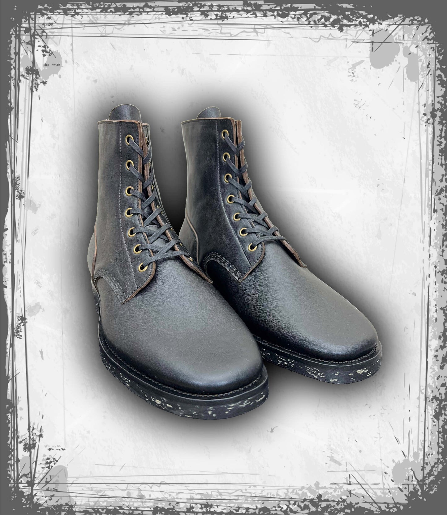 Shrunken Black Teacore Horsehide Boondockers (Nitta)