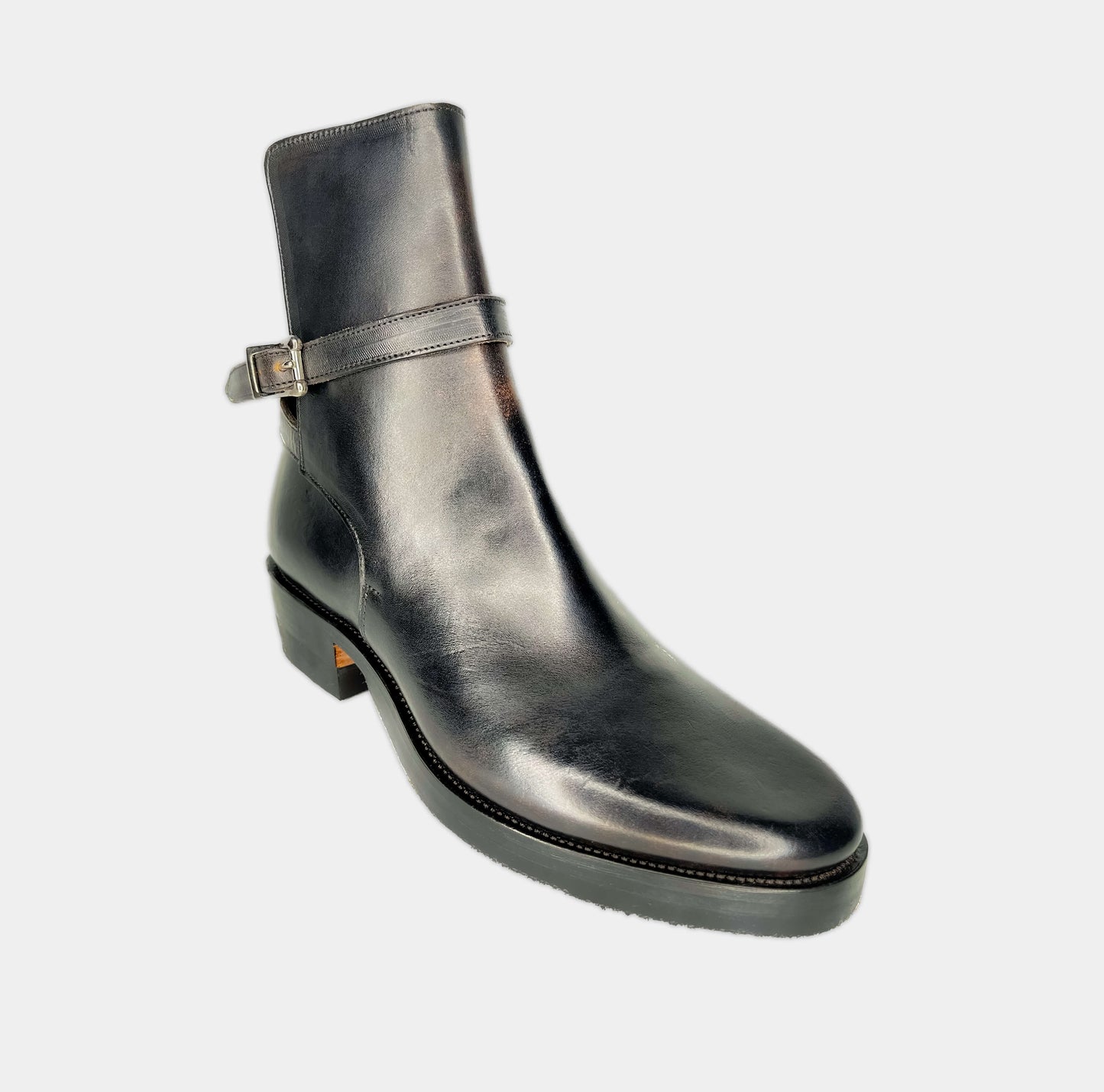 Jodhpur riding boots with tall ankle shaft and stainless steel buckle closure