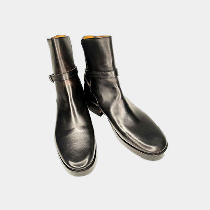 Jodhpur riding boots with tall ankle shaft and stainless steel buckle closure