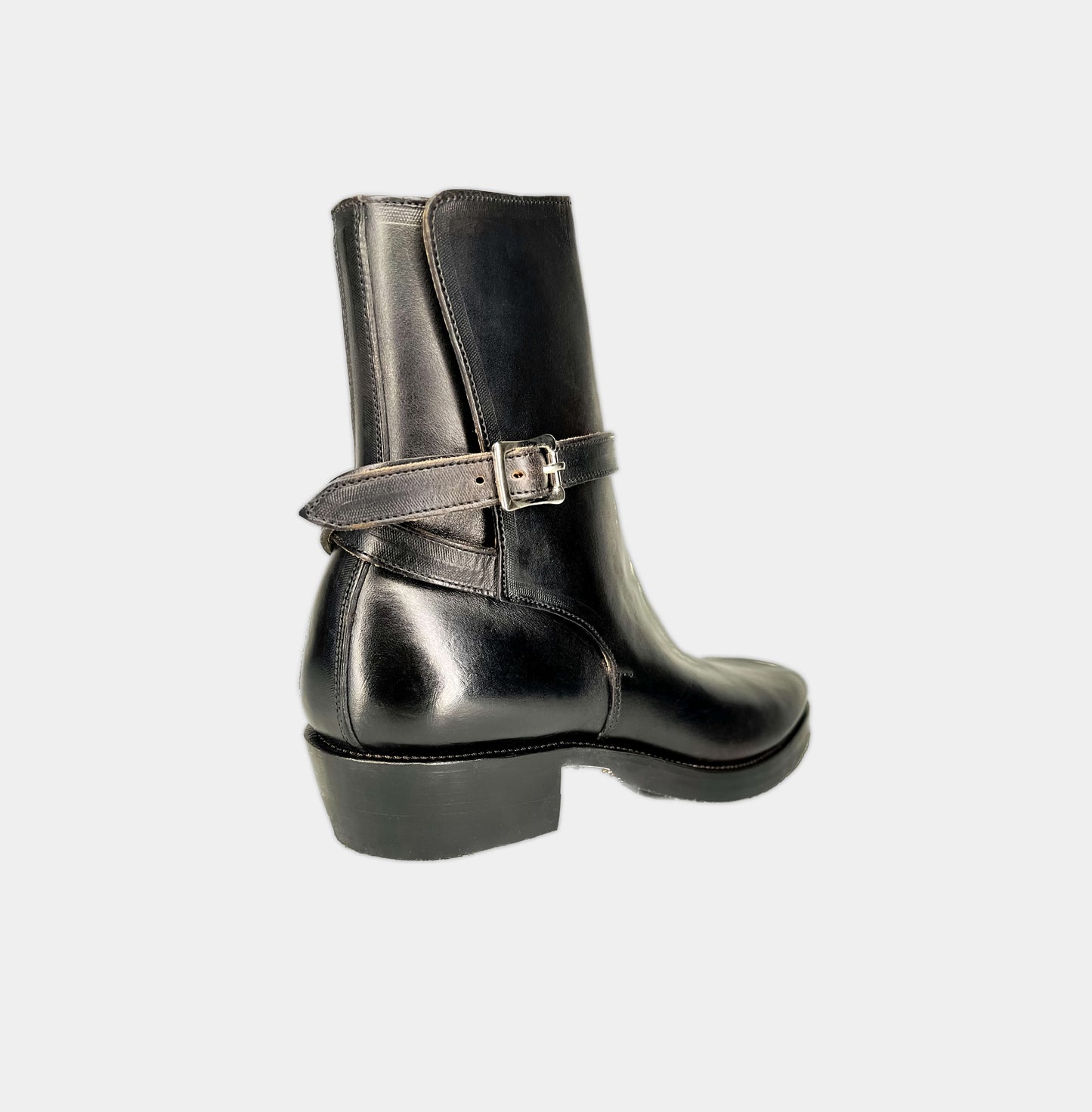 Jodhpur riding boots with tall ankle shaft and stainless steel buckle closure